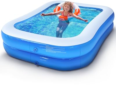 200 x 150 x 50 cm Piscine Gonflable Rectangulaire, PVC Épais Résistant, Double Couche Piscine Enfant Rectangulaire pour Enfants et Adultes, Grande Piscine Familiale pour Balcon ou Intérieur, Jardin.