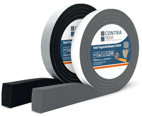 Selftech Seal Fugendichtband CS600 BG1 - expandierend, einseitig selbstklebendes Kompriband - Quellband Fensterdichtband/Dichtungsband in Profiqualität (grau, 25mm x 12-25mm x 4,7m)
