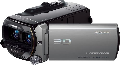 Sony HDR-TD10E Full HD 3D Handycam Camcorder - Silver, 64GB Internal Memory, 10x Optical Zoom, Glasses-Free 3D LCD Screen (Renewed)