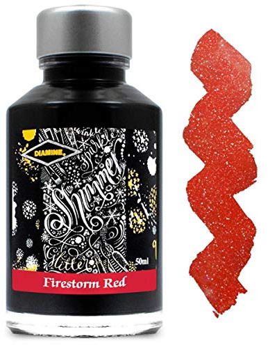 Diamine 50ml Silver Shimmer Ink - Choose Colour (Firestorm Red)
