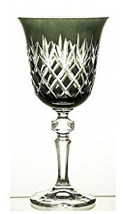 CRISTALICA Weinglas Weinkelch Römer Glas Black Ananas 220 ml Handgeschliffen Kristallglas