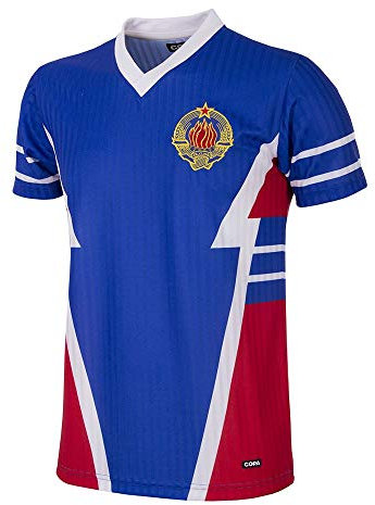 COPA Herren Jugoslawien 1990 Retro Fußball Shirt Retro Fußball V-Ausschnitt T-Shirt
