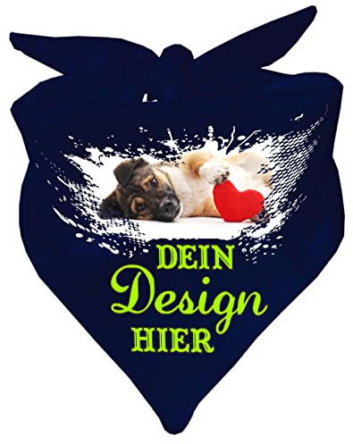 Hunde Dreiecks Halstuch personalisiert mit deinem Wunschmotiv (Fb: Navy) (Gr. 2 (68 cm))