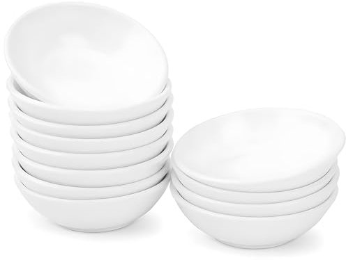 UIBFCWN 12 Pack Soy Sauce Dish 3inch Ceramic Dipping Bowls Bulk, 1.2 Oz White Dipping Sauce Bowls/Dishes, Small Dipping Sauce Cups for Sushi Ketchup Olive Oil Appetizer