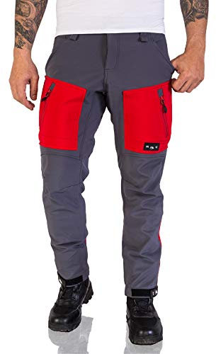 Rock Creek Herren Softshell Hose Cargohose Outdoorhose Wanderhose Herrenhose Wasserdicht Skihose Arbeitshose Winter Hose H-196 Dunkelgrau 2XL
