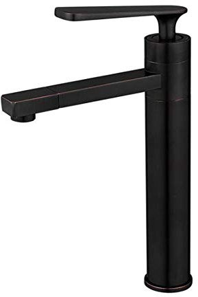 Robinet Salle Bain Lavabo Haut Mitigeur Lavabo Salle de Bain Robinet de Lavabo En Laiton Chaud et Froid Au-Dessus Du Comptoir Pivotant Toilette Robinet de Lavabo-Noir Ancien