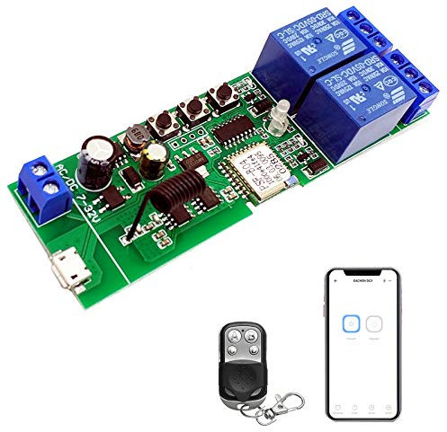 Newgoal Ewelink App Telecomando WiFi 433 MHz RF Wireless Switch Relè, autobloccante, modalità di interblocco, utilizzato per accedere e controllare porte smart garage, compatibile con Alexa Goolge