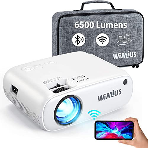 Mini proiettore WiFi Bluetooth, Full HD 7000 lumen, proiettore home theatre, supporto video 4K WiMiUS LCD con custodia per il trasporto, display da 300, zoom 50%, compatibile con TV