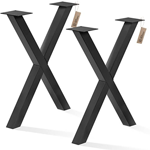 LAMO Manufaktur Pieds pour Table à Manger | Pieds de Bureau, modèle : Mark Light | Profil 60x60 mm | Taille 80x72 cm (L x H) | Noir| 2 pièces | LTS-03-G-FF-9005