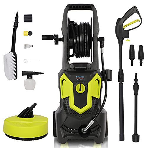 Pressure Washer, 1650W Max 135Bar 420L/H Portable Electric High Power Jet Wash Cleaner with Adjustable Nozzle, Patio Cleaner and Foam Bottle, Fit for Fences, Cars, Patio, Home Gardens Use