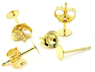 NaturSchatulle Ohrstecker Rohlinge 925 Silber 18k Gold Butterfly Verschluss 5 Paar Ohrringe Basteln DIY Schmuckherstellung Nickelfrei