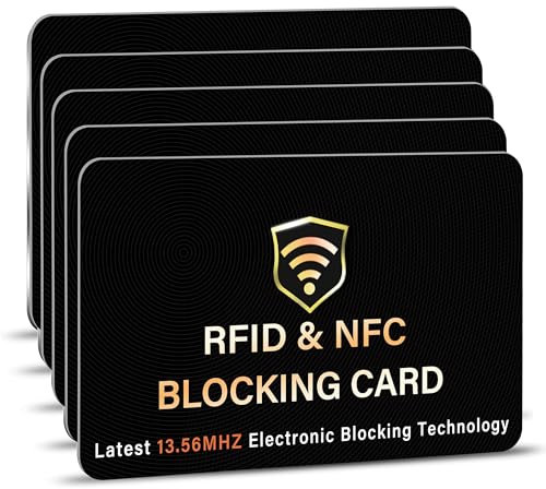SAITECH IT RFID Blocking Cards 5 Pack Premium Contactless NFC Debit Credit Card Passport Protector Blocker Set for Men & Women, Smart Slim Design Perfectly fits in Wallet/Purse (Black)