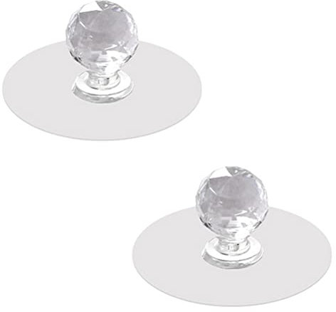 Boutons de Porte d'armoire, poignée de Traction de Meuble, 2 pièces Boutons Auto-adhésifs Acrylique sans perçage Miroir poignées d'armoire Boutons de tiroir en Verre Transparent