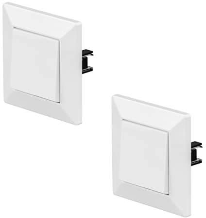 POPP® Mecanismos Interruptor Conmutador Empotrable SERIE ENKEL de Pared con Marco, 10A 250V IP20, con Bornas Automáticas (2, Blanco-conmutados)