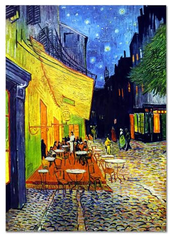 Giallobus - Quadro - Vincent Van Gogh - Terrazza di un caffè di notte - Vetro acrilico - 70x100 - Pronto da appendere - Quadri moderni per la casa