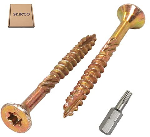 SKIR'CO Lot de 100 vis à bois universelles en acier zingué Tête fraisée Torx Type 17 Vis à panneaux d'aggloméré 4,0 x 40 mm Jaune