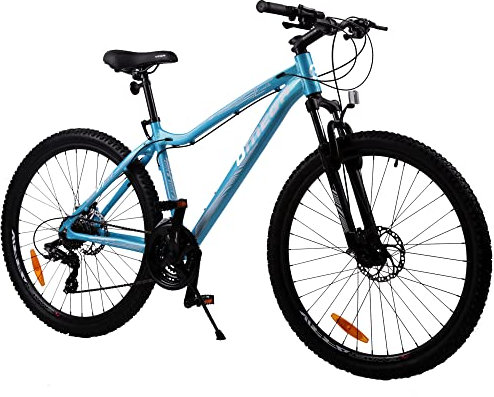 OMEGA BIKES Camille 27.5 Zoll Mountainbike für Damen geeignet ab 175 cm, Scheibenbremse, Shimano 21 Gang-Schaltung, Gabel-Federung (Blau)