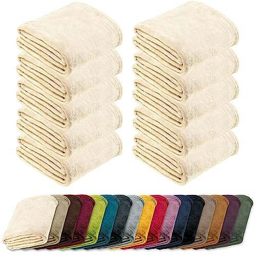 REDBEST Microfaserdecke Amarillo 10er-Pack, Fleece-Wohndecke, Sofadecke Natur Größe 130x180 cm - kuscheliger Teddyfleece, pflegeleicht, waschbar