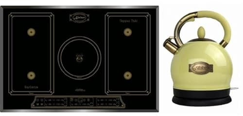 Kaiser Induktions-Kochfeld, Induktionskochfeld,77cm,FREE ZONE,PowerBoost 4,3 KW,Barbecue und Teppan Yakin+WK 2000 ElfEm Retro Wasserkocher Kontroll LED 2 L 1800 W Rotation