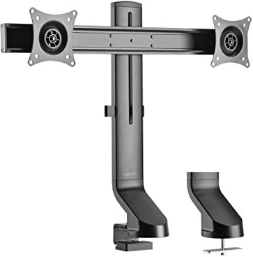 LogiLink BP0160 - Dual Tisch-Monitorhalterung 2-Fach aus Aluminium für Flache und Curved Monitore (17–27 Zoll)