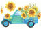 Eslifey Fußmatte für den Innenbereich, Willkommens-Fußmatte, Sonnenblumen, blau, LKW, Zuhause, dekorativer Eingangsteppich, Garten/Küche/Schlafzimmermatte, rutschfester Gummi, 40,6 x 61 cm