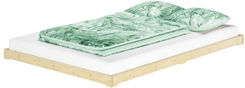 Niedrigbett unbehandeltes Holz 140x200 Fichte Tanne V-60.47N-14, Ausstattung:ohne Zubehör