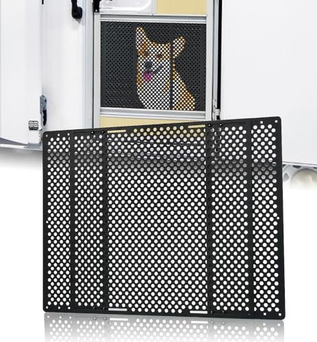 Rejilla de Puerta de Entrada de aleación de Aluminio para Caravana, se Ajusta de 22 a 80 cm, Protector de Pantalla Ajustable para Puerta de Caravana, Color Negro
