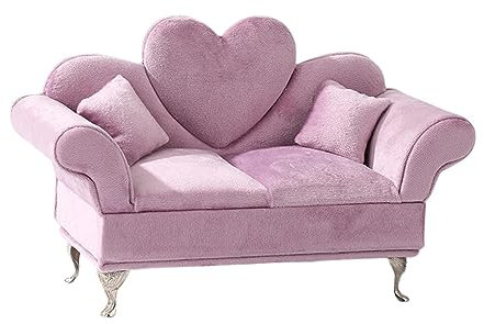 LOVIVER 1/6 Sofa Eleganter Schmuck Aufbewahrungskoffer Lebensszene Schlafzimmer Dekor Mädchen Frauen Schmuckschatulle Miniaturmöbel für 12 Zoll Puppe, Sofa für Zwei Personen