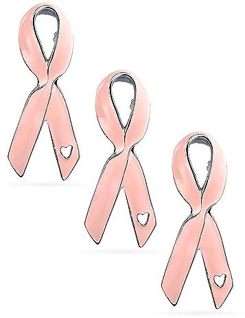 Paires De 3 Épinglettes De Prévention Et De Sensibilisation Au Cancer Du Sein Avec Ruban Rose, Épingle À Broche En Forme De Cœur Ouvert En Émail Plaqué Argent Accessoire D'Inspiration Pour Les Femmes