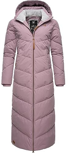 Ragwear Damen Wintermantel Warmer wasserdichter Steppmantel lang mit Abnehmbarer Kapuze Rebelka Extralong Lavender Gr. 3XL