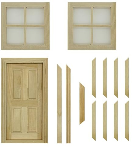 Cayway Miniatures Maison de Poupée Miniatures Mini Fenêtres Porte, 1:12 pour Maison de Poupée ou Accessoire de Ville, Accessoires Jardin de Maison de Poupée Mini Ornement de Jardin pour
