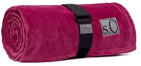 s.Oliver Kuschelsoft Decke 150x200 cm - flauschig, warm & waschbar, Kuscheldecke pink Uni