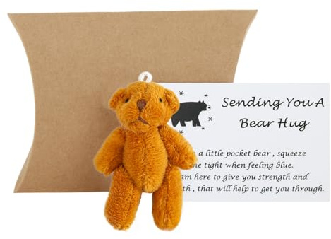 A little Pocket Bear Hug, Tiny Teddy Love Anti-Angst-Token Sending You a Thinking of You Card and a Bear Toy, Fun Animal Special Encourage Pocket Best Wishes Gifts for Graduation Birthday Wedding