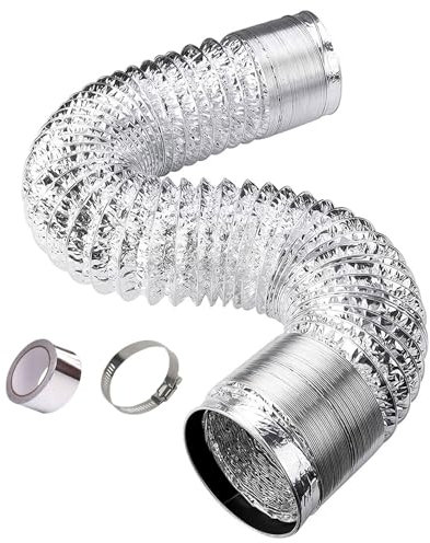 Tuyau de Fumée Flexible Extensible en Aluminium Extensible avec 2 Colliers de Serrage en Acier pour Hotte Aspirante/Sécheuse (Color : 1.5m, Size : 120mm)