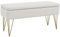 HOMCOM Banc Bout de lit Banquette Coffre de Rangement 2 en 1 en Tissu Aspect Lin avec Pieds épingle en Acier doré 100 x 40 x 49 cm crème