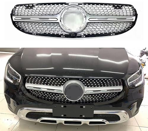 QUNINE Auto Front Stoßstange Grille für Benz GLC Class X253, Kühlergrill Haube Mesh Kühlergrill Auto Front Gril Autoteile Autozubehör