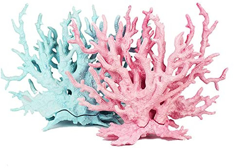 2 Stück Aquarium Künstliche Korallen,Coral Fish Tank Dekorationen Kunststoff Korallenpflanzen Landschaft Dekoration Aquarium-Korallen-Ornamente für Aquarium Ornament Fisch Tank Landschaftsdekoration