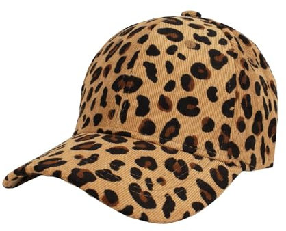 Meliyya Cord Baseball Cap Leopardenmuster Baseballkappe Schildkappe Herren Damen Einheitsgröße Verstellbar, Braun