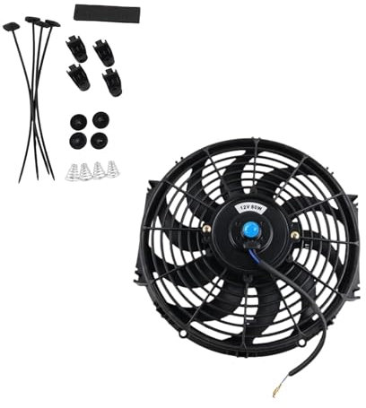 Dickly Cooling Radiators Fan Performance Fan Part Heavy Duty Curved Blade Assembly Kits Spare Parts Repairment Radiators Cooling Fan, 9inch 12V80W
