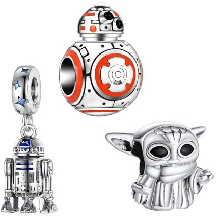 RMMY Charm Movie Baby Master Robot Dangle Charm Anhänger für Armband Halskette Muttertag Geschenk für Frauen 925 Sterling Silber Beads with Zirkonia Schmuck