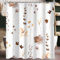 Lerores Duschvorhang 240x200 cm Braun Blume,Beschwerter Saum Antischimmel,Wasserabweisend, Waschbar Polyester Badevorhänge mit 16 Ösen und Duschvorhangringe für Badezimmer,Badewanne
