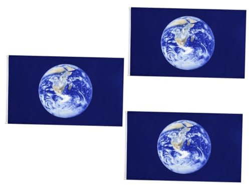 Mipcase Lot De 3 Bannières À Motifs Terrestres 90 X 150 Cm Grand Drapeau En Polyester Décoration Dintérieur