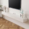 LVRUIEDS Supporto TV Sospeso, Mensola TV Lucida A Parete, Centro di Intrattenimento Moderno con Mobile TV Portaoggetti, Tavolo Consolle Multimediale per Soggiorno(Bianca,240CM)