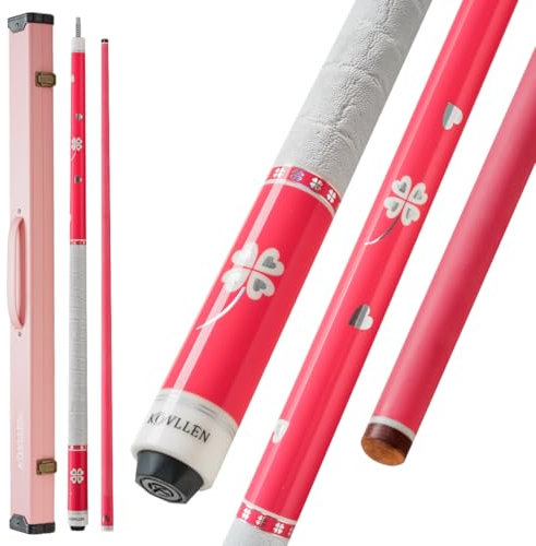 KONLLEN KL-Pink-Pro Pool-Queue-Stick aus Kohlefaser für Damen, 147,3 cm, Girlish Lucky Low Deflection Poolsticks mit 12,5 mm Spitze, Pink