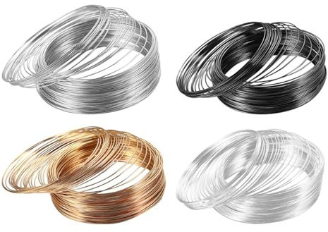 SLAXJNE 4 Pezzi di Cerchi in Ferro, Cerchi in Filo, Braccialetti, Braccialetti in Filo di Memoria, Gioielli in Filo, Braccialetti, Gioielli, Gioielli, Perline