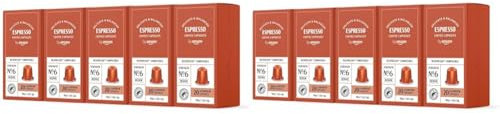 by Amazon - Cápsulas de café Espresso, tueste claro, compatibles con Nespresso, 100 unidades, 5 paquetes de 20, Certificado Rainforest Alliance (Paquete de 2)