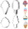 4 Pcs Ice Cream Cookie Cutter, Cupcake Cookie Cutter Stainless Steel Summer Cookie Cutter for Baking Ice Cream Cupcake