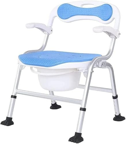 LYDBMYT Chaise percée pliante légère et confortable avec seau, réglable en hauteur, siège de toilette pliable pour adultes handicapés