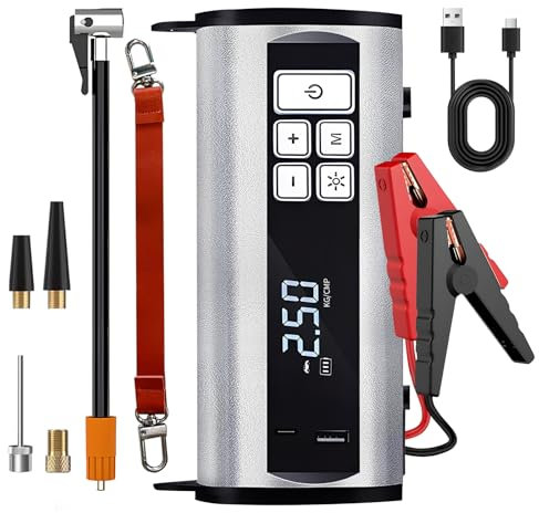 3000A Jump Starter Power Pack with 22 cylinder poweful Air pump,12V Portable Car Battery Booster Jump Starter for all Gas/10L Diesel,Jumper Power Pack Emergency Start Power Bank with LED Flashlight