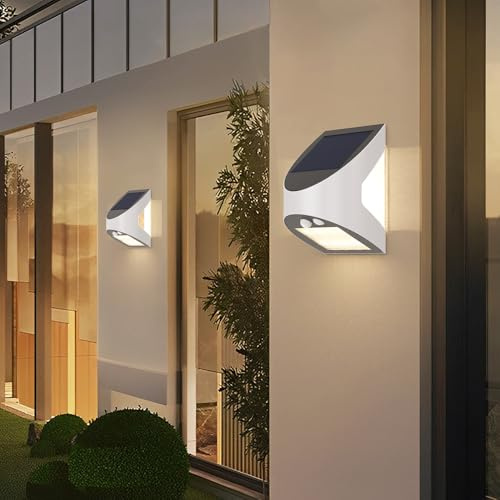 Braytron 3W Solarlampen für Außen mit Bewegungsmelder, Dämmernungssensor Solarleuchten für Außen IP54 Wasserdichte Solarlampen für Außen Wand Led Solar Strahler Außen für Garten, Hof, Garage